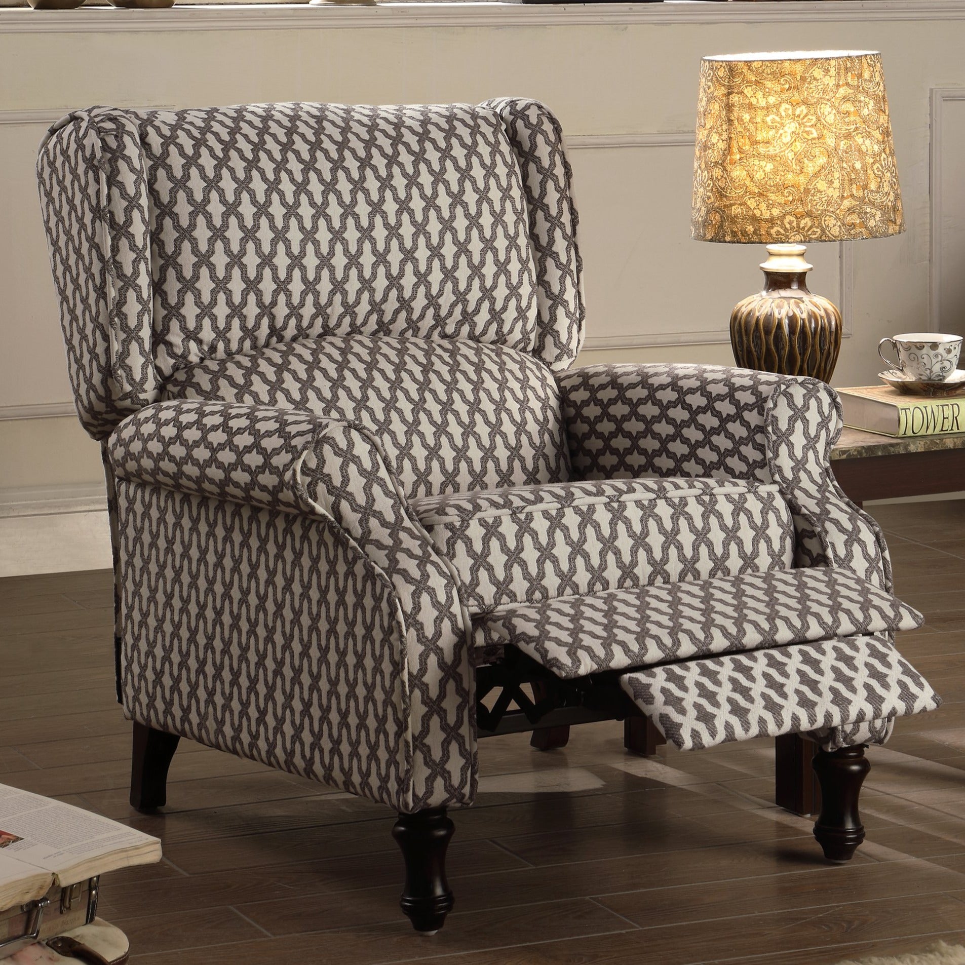 Westeros Traditional Wingback Fabric Roll Arm Push Back Recliner Chair –  Millbury Home